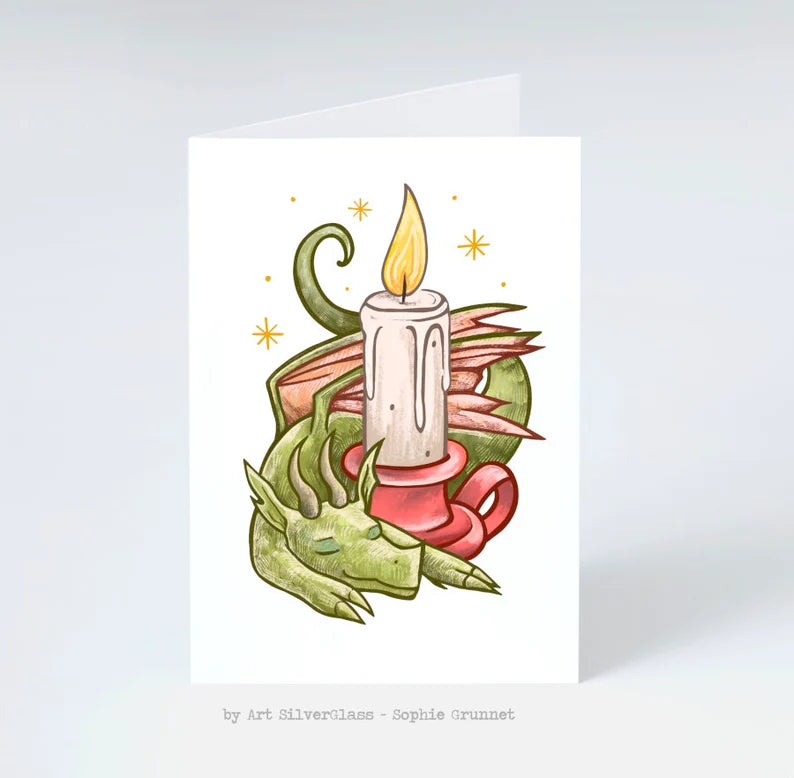 Julekort: Candle Dragon (med kuvert)
