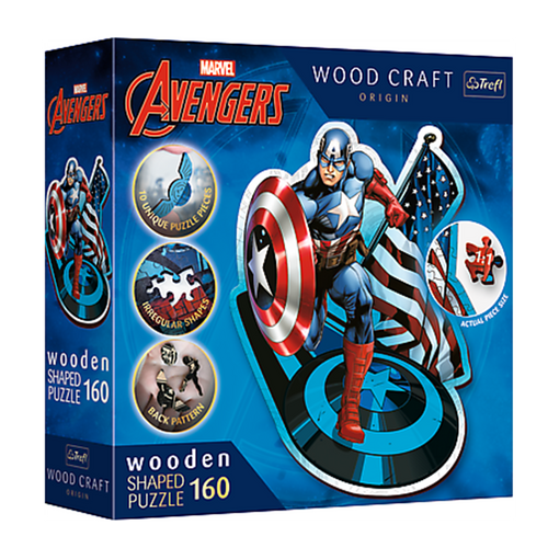 Trefl - Wooden Shaped Puzzle - Fearless Captain America 160 (Puslespil)