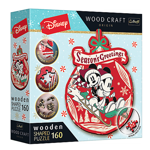 Trefl - Wooden Shaped Puzzle - Mickey and Minnis Christmas Adventure 160 (Puslespil)