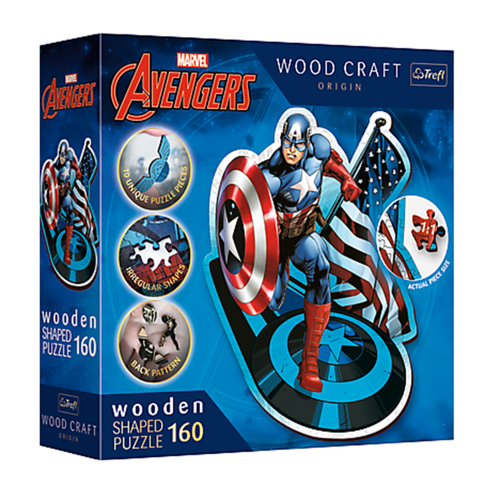 Trefl - Wooden Shaped Puzzle - Fearless Captain America 160 (Puslespil)