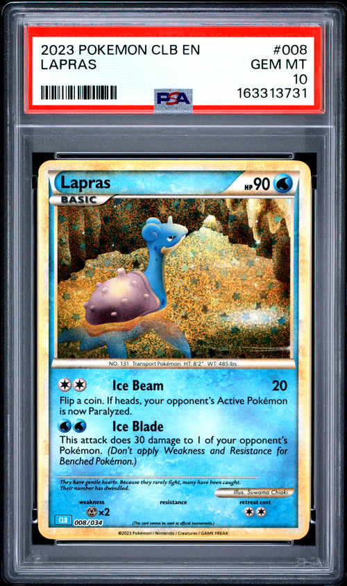 Lapras #008 Pokemon Clb-trading Card Game Classic Blastoise & Suicune EX Deck 2023 PSA 10