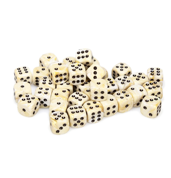 Marble™ – 12mm d6 Ivory w/black Dice Block™