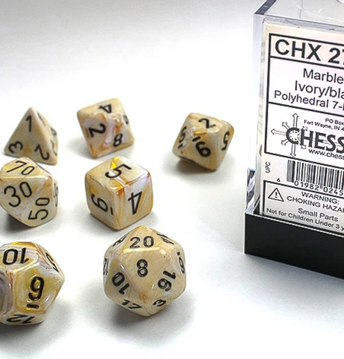 Marble™ - Polyhedral Ivory w/black 7-Die Set