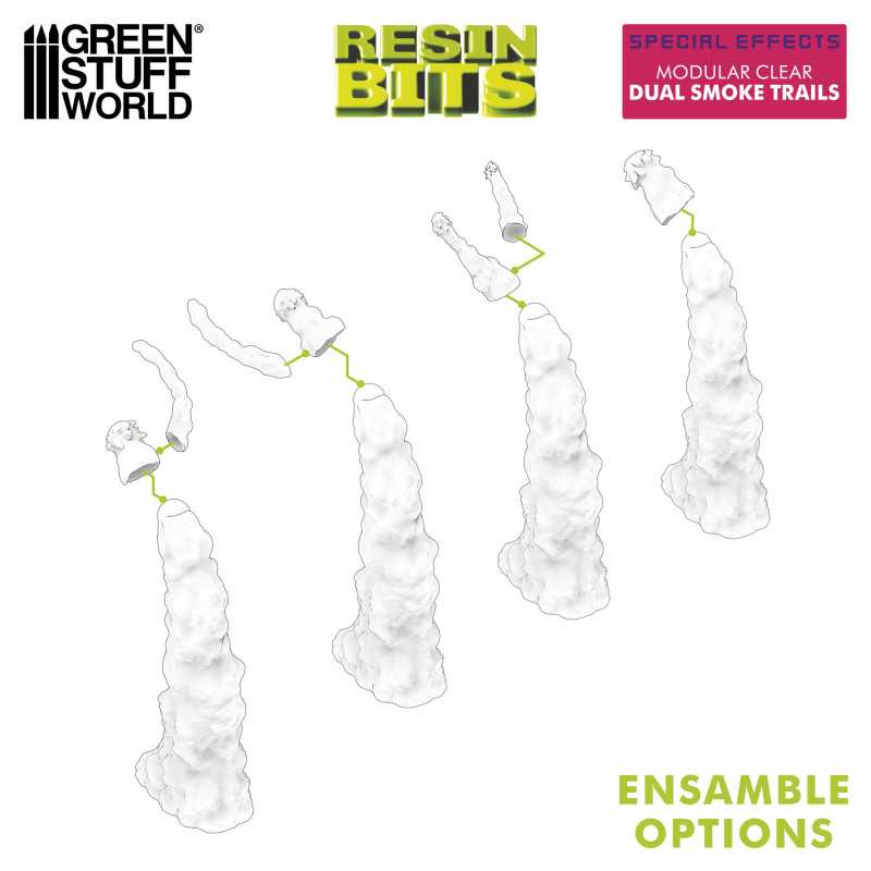 Green Stuff World: 3D Printed Set - Special Effects - Modular Clear Dual Smoke Trails