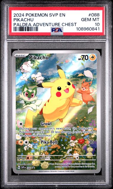 Pikachu [Paldea Adventure Chest] #88 PSA 10 [Pokemon SVP Black Star Promo 2024]
