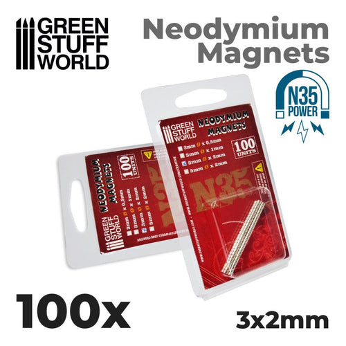 Green Stuff World: Neodymium Magnet 3x2 mm - 100 stk