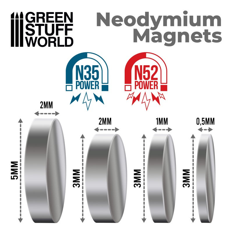 Green Stuff World: Neodymium Magnet 3x2 mm - 100 stk