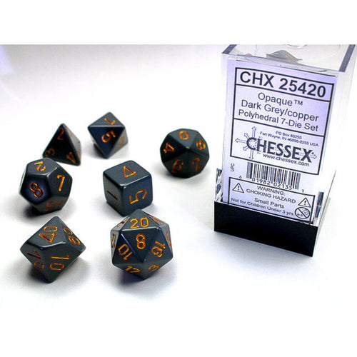 Opaque – Polyhedral Dark Grey w/copper 7-Die Set