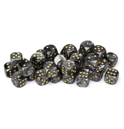 Opaque – 12mm d6 Black w/gold Dice Block™