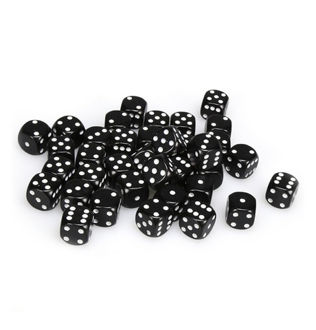 Opaque – 12mm d6 Black w/white Dice Block