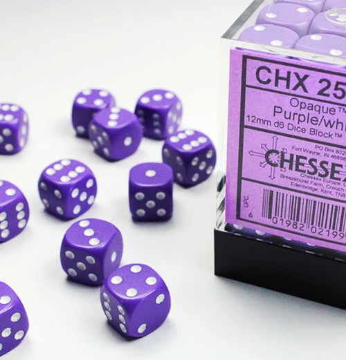 Opaque – 12mm d6 Purple w/white Dice Block™