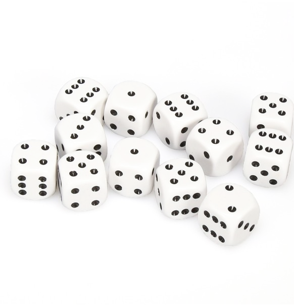 Opaque – 16mm d6 White w/black Dice Block