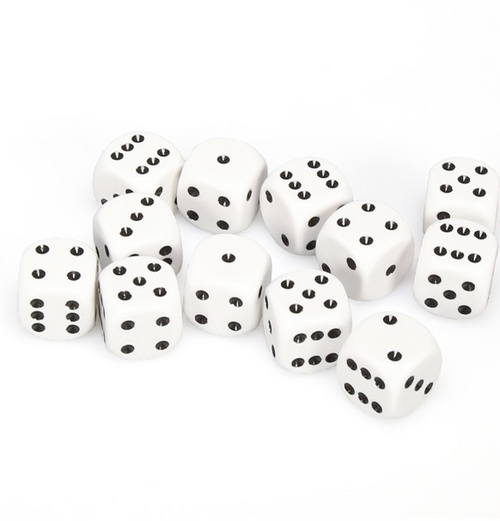 Opaque – 16mm d6 White w/black Dice Block