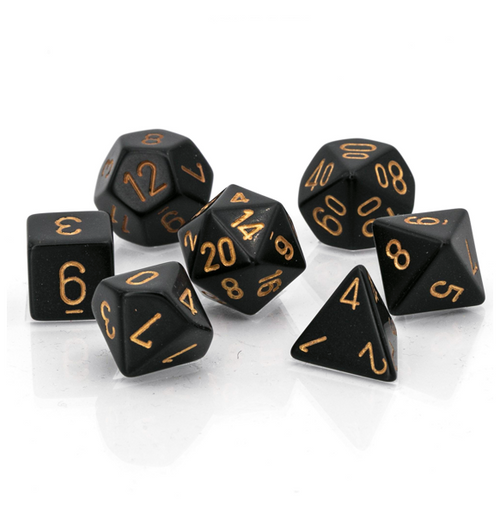 Opaque – Polyhedral Black w/gold 7-Die Set