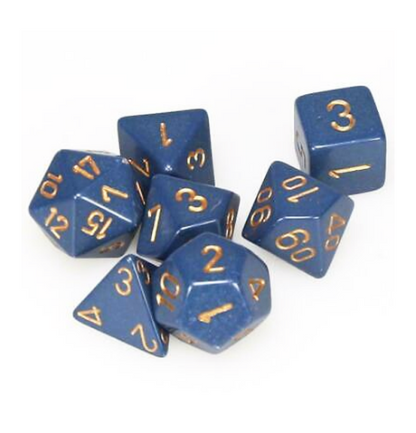 Opaque – Polyhedral Dusty Blue w/gold 7-Die Set