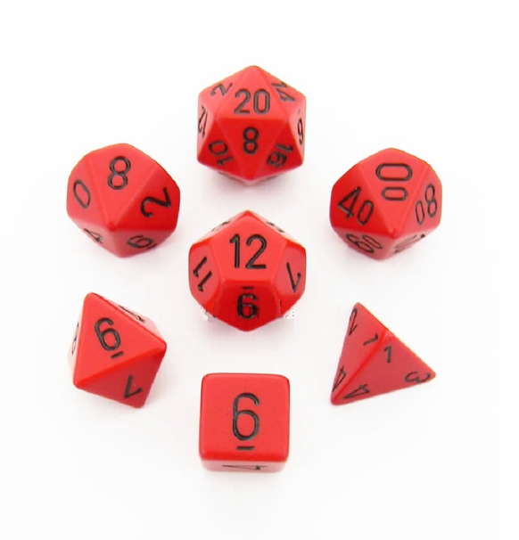 Opaque – Polyhedral Red w/black 7-Die Set