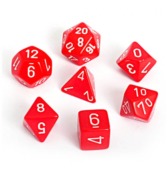 Opaque – Polyhedral Red w/white 7-Die Set