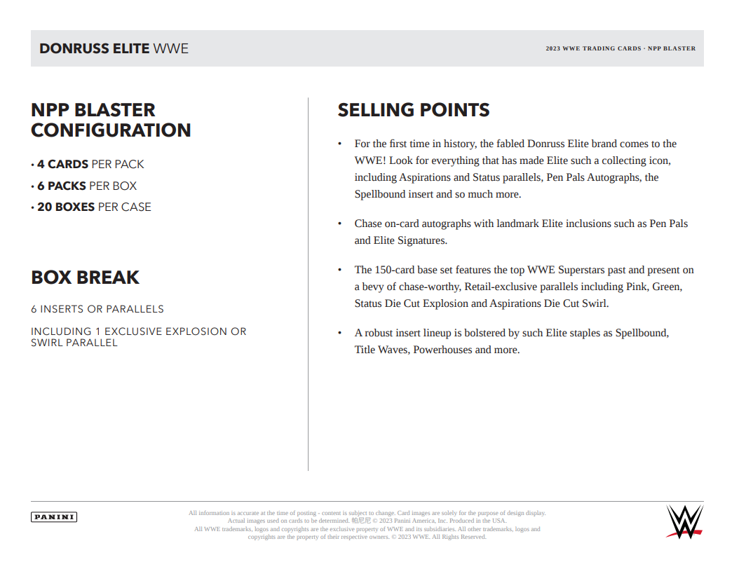 Panini Donruss Elite WWE 2023 - Blaster Box