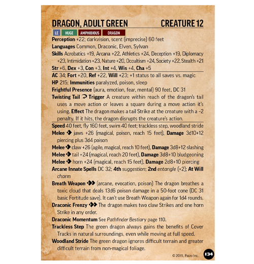 Pathfinder 2nd: Bestiary - Battle Cards (Eng)