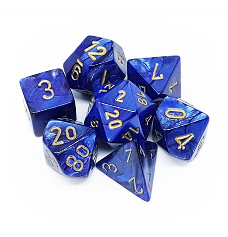 Scarab™ – Polyhedral Royal Blue w/gold 7-Die Set