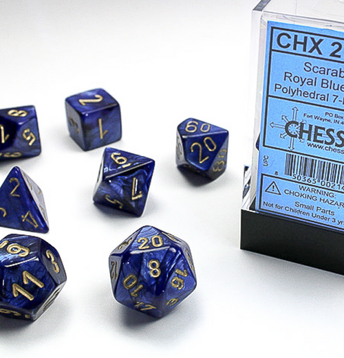 Scarab™ – Polyhedral Royal Blue w/gold 7-Die Set