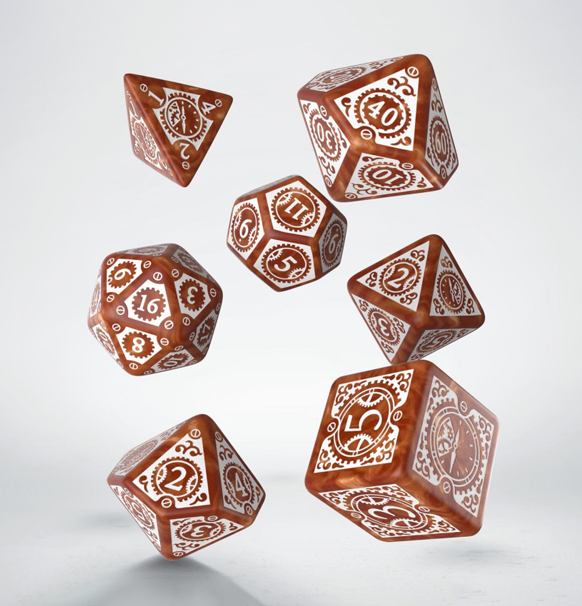 Steampunk Clockwork: Dice Set - Caramel & White