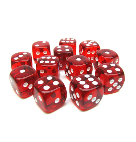 Translucent – 16mm d6 Red w/white Dice Block™