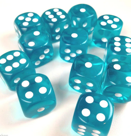 Translucent – 16mm d6 Teal w/white Dice Block™