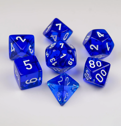 Translucent™ – Polyhedral Blue w/white 7-Die Set