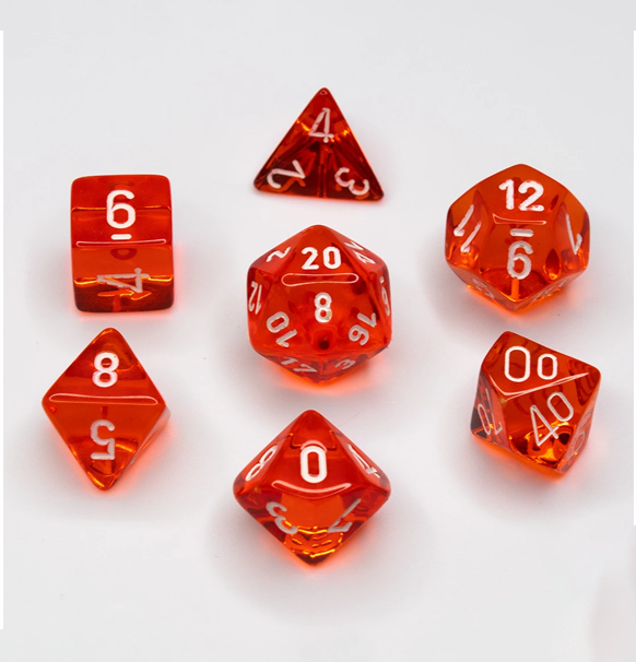 Translucent™ – Polyhedral Orange w/white 7-Die Set