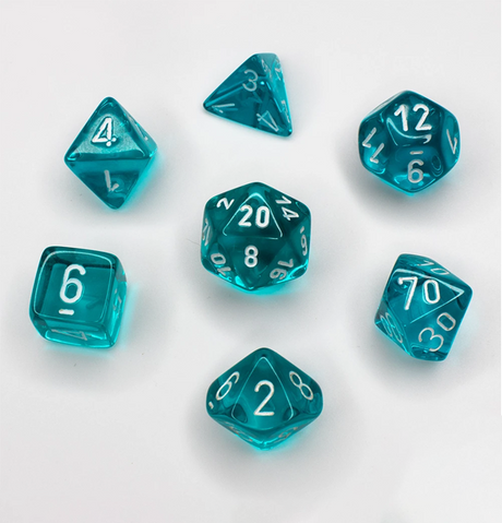 Translucent™ – Polyhedral Teal w/white 7-Die Set