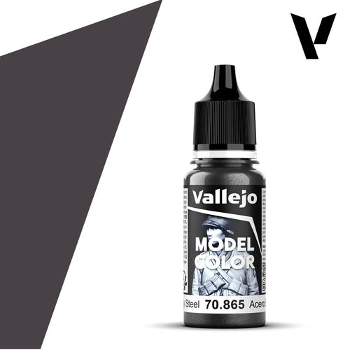 Vallejo Model Color: (70865) Oily Steel Metallic 18ml