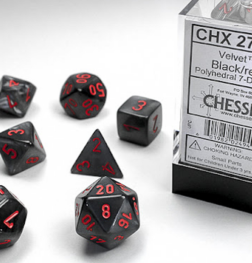 Velvet™ – Polyhedral Black w/red 7-Die Set