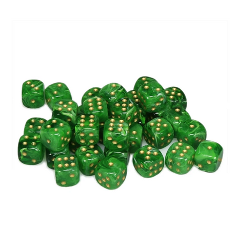 Vortex™ – 12mm d6 Green w/gold Dice Block™