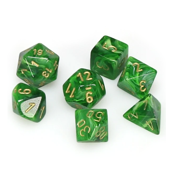 Vortex™ – Polyhedral Green w/gold 7-Die Set