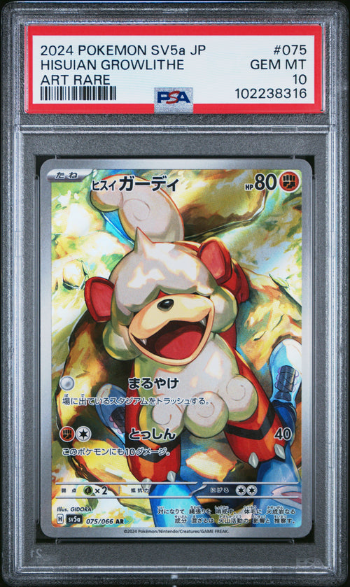 Hisuian Growlithe [Art Rare] #075 PSA 10 [Japanese Crimson Haze 2024]