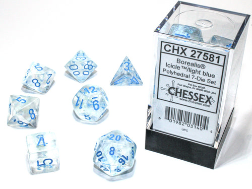 Borealis™ – Polyhedral Icicle/light blue Luminary 7-Die Set indhold
