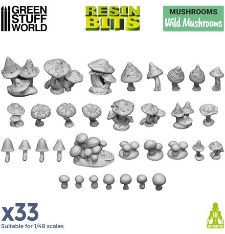 Green Stuff World: 3D Printed Set - Mushrooms - Wild Mushrooms
