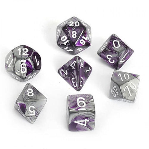 Gemini™ – Polyhedral Purple-Steel w/white 7-Die Set