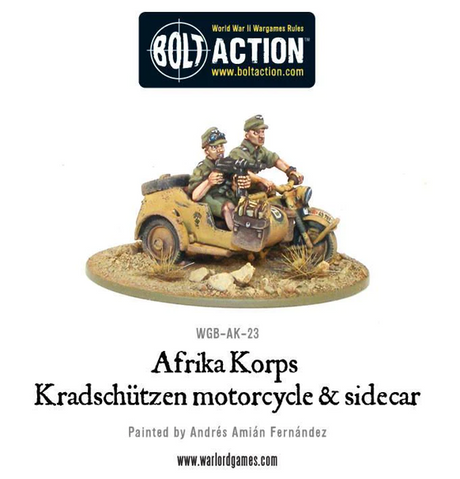 Bolt Action: Afrika Korps - Kradschutzen motorcycle and sidecar (Eng)