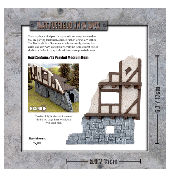 Battlefield in a box: Wartorn Village - Medium Ruin bagside