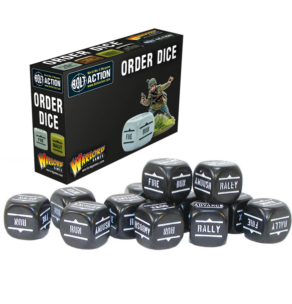 Bolt Action: Order Dice - Black forside