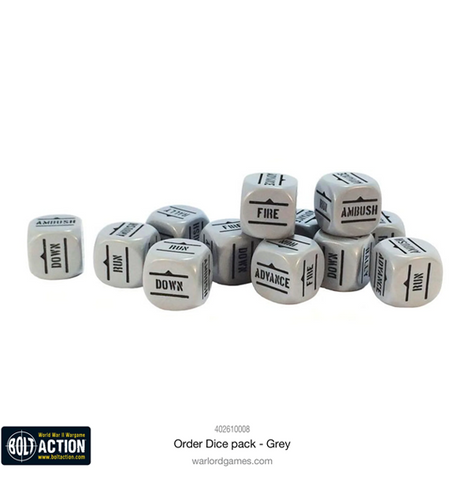 Bolt Action: Orders Dice - Grey indhold