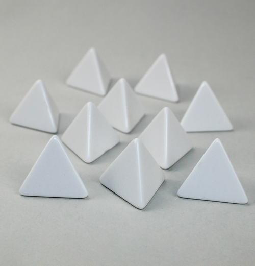 Opaque: Polyhedral - 10x White Blank 4-sided dice indhold