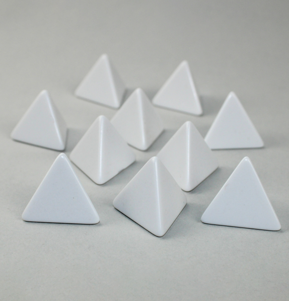 Opaque: Polyhedral - 10x White Blank 4-sided dice indhold