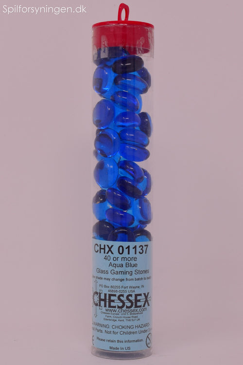 Chessex Glass Gaming Stones - Aqua Blue (40)