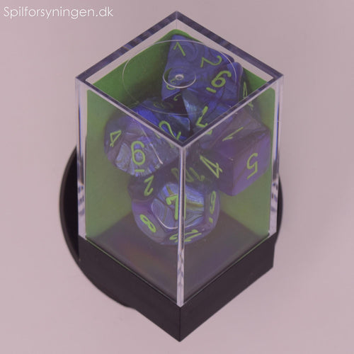 Lustrous™ – Polyhedral Dark Blue w/green 7-Die Set