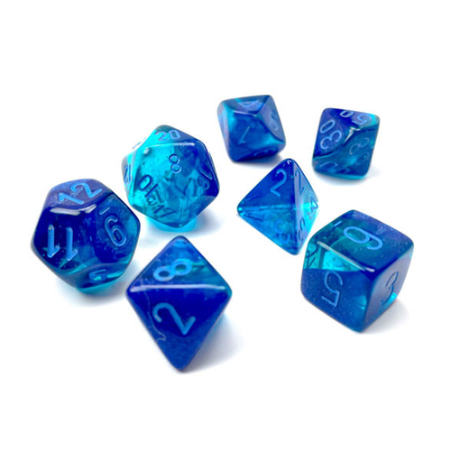 Gemini - Polyhedral Blue-Blue/light blue Luminary 7-Die Set indhold