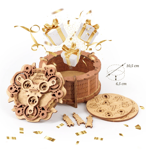 Gift Puzzlebox: Wooden Gift Vault - Birthday Cake