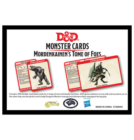 D&D 5th. Ed. Monster Cards - Mordenkainen's Tome of Foes bagside
